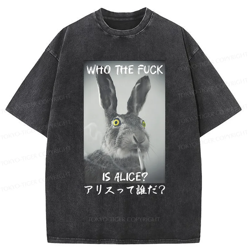 Tokyo-Tiger Who the is Alice? Washed T-Shirt