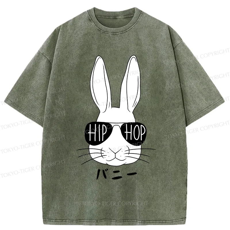 Tokyo-Tiger Hiphop Easter Bunny Washed T-Shirt
