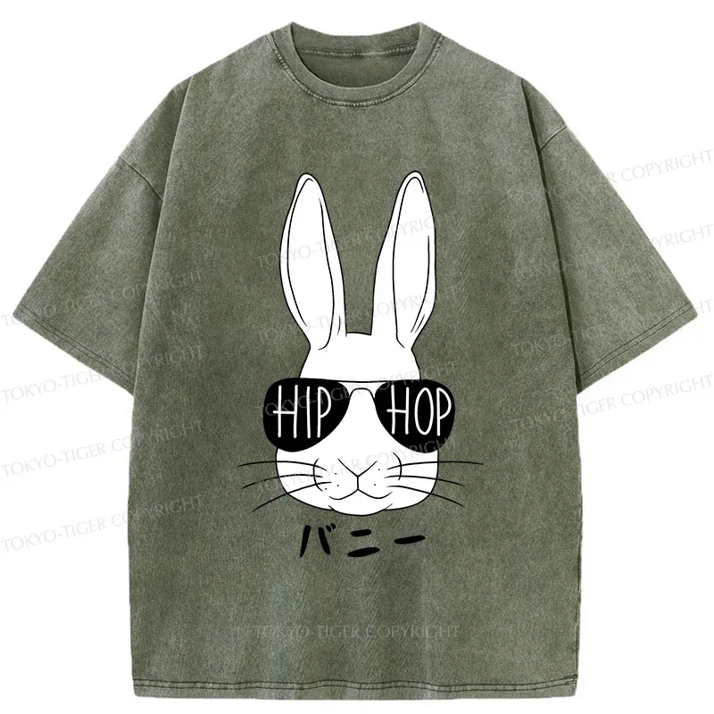 Tokyo-Tiger Hiphop Easter Bunny Washed T-Shirt
