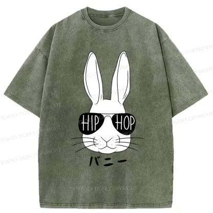 Tokyo-Tiger Hiphop Easter Bunny Washed T-Shirt