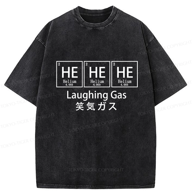 Tokyo-Tiger Funny Laughing Gas Washed T-Shirt