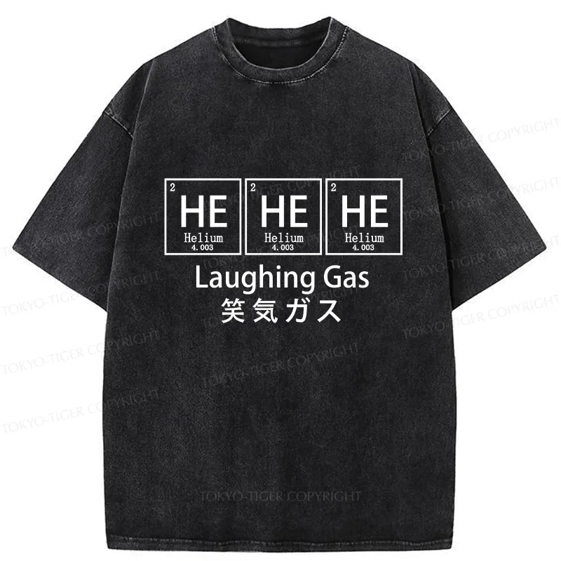 Tokyo-Tiger Funny Laughing Gas Washed T-Shirt