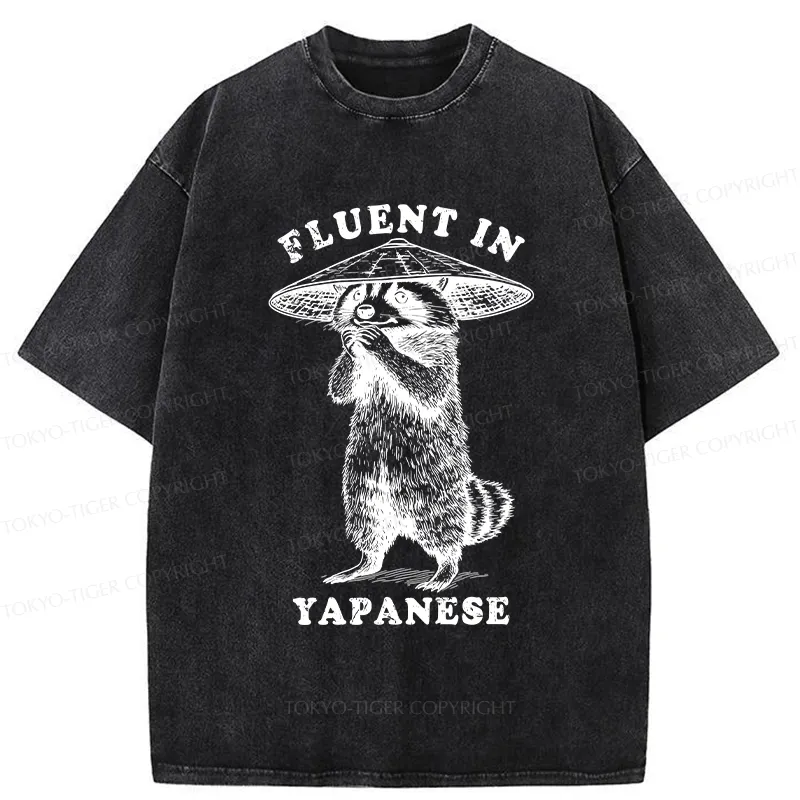 Tokyo-Tiger Funny Fluent In Yapanese Washed T-Shirt