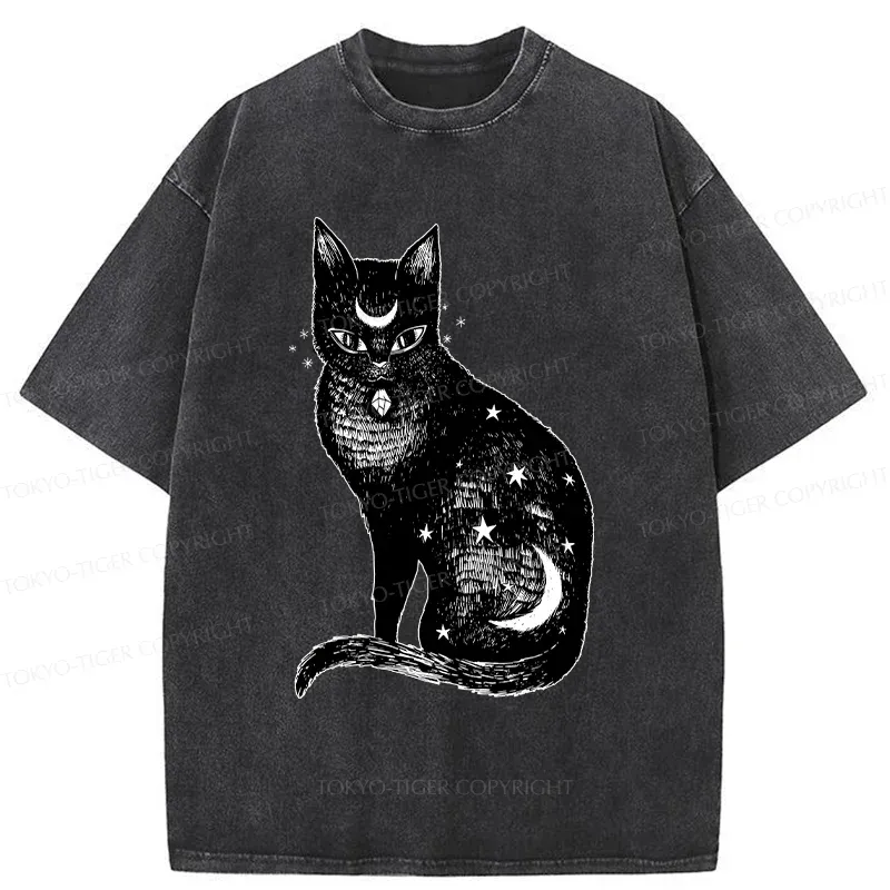 Tokyo-Tiger Ghost Black Cat Washed T-Shirt