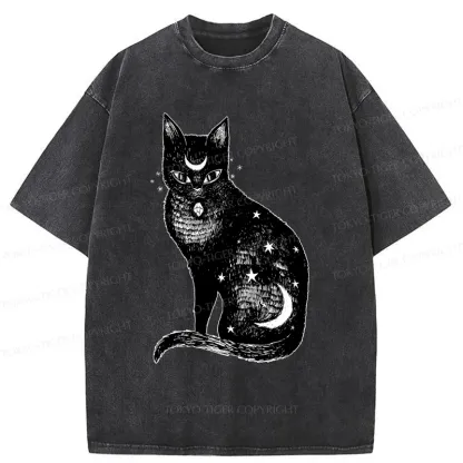 Tokyo-Tiger Ghost Black Cat Washed T-Shirt