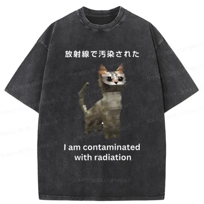 Tokyo-Tiger Irradiated Cat Funny Washed T-Shirt