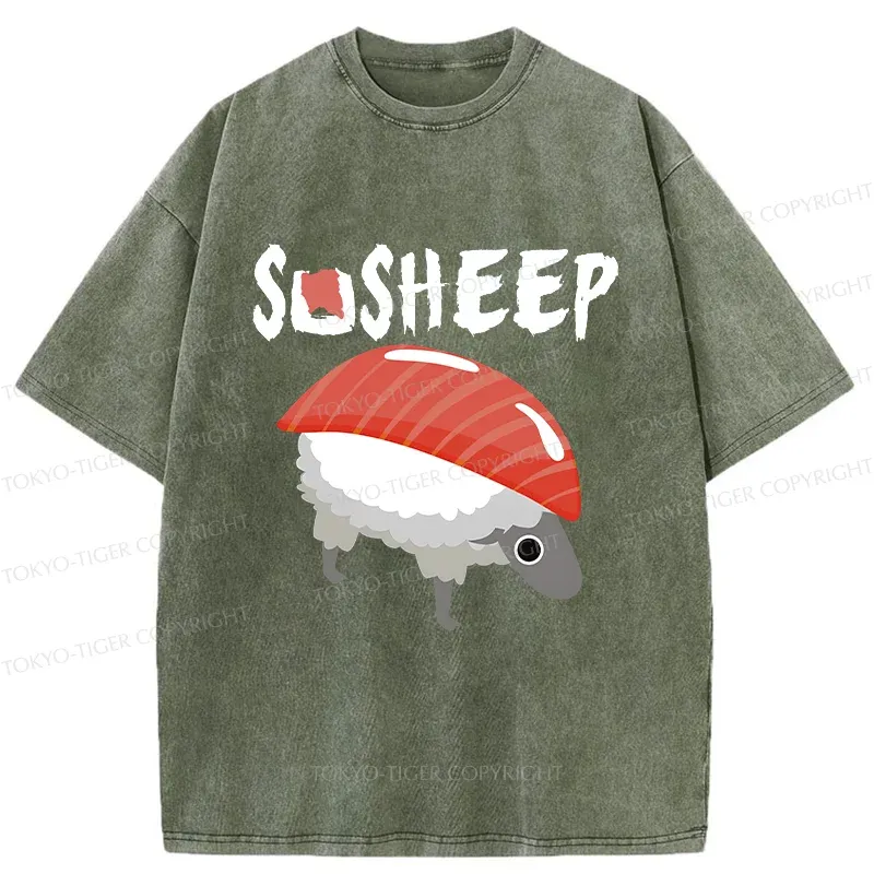 Tokyo-Tiger Sushi Sheep Washed T-Shirt