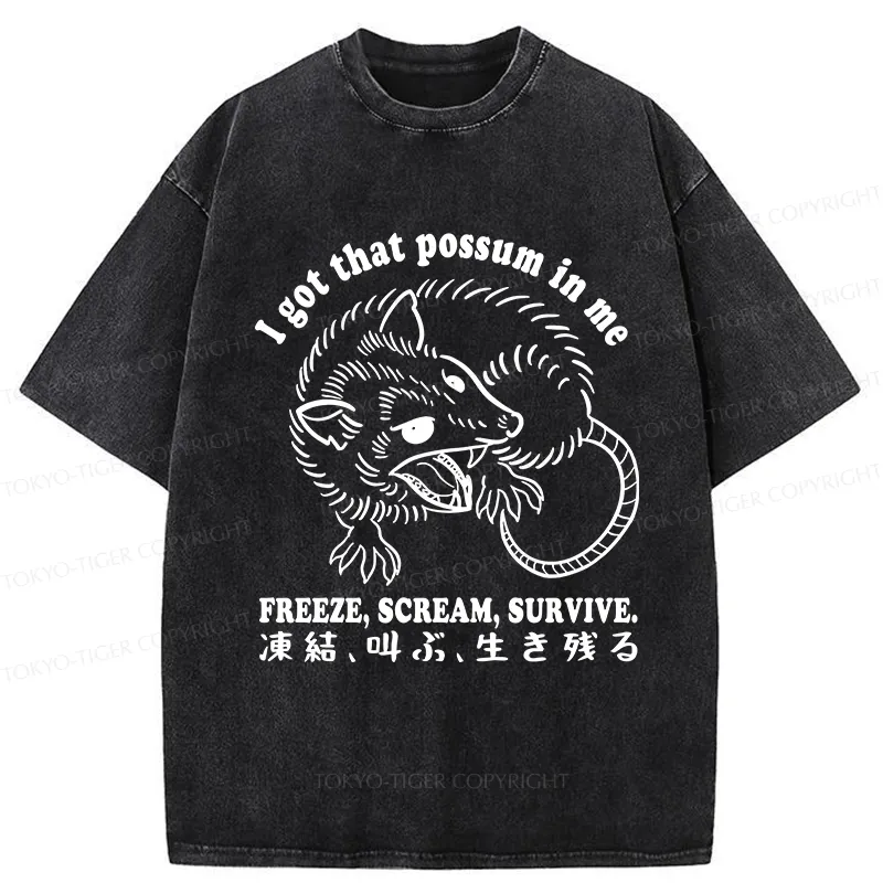 Tokyo-Tiger I Got That Possum In Me Washed T-Shirt