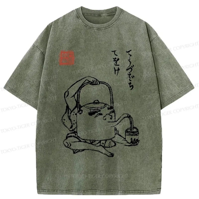 Tokyo-Tiger Kettle Monster Washed T-Shirt