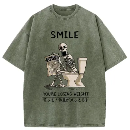 Tokyo-Tiger Skeleton Losing Weight Washed T-Shirt