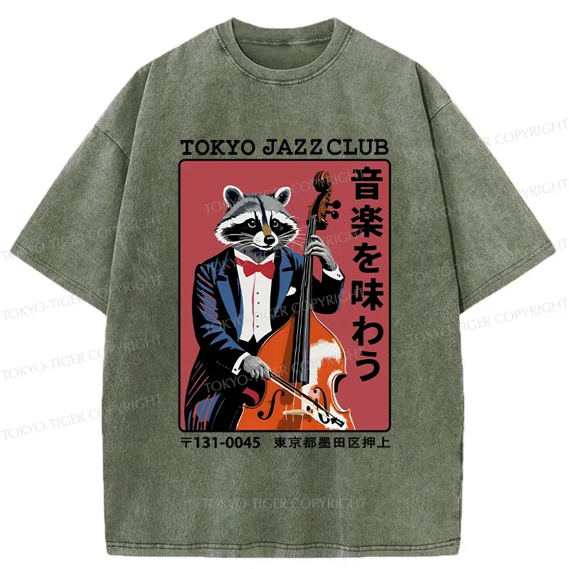 Tokyo-Tiger Tokyo Jazzclub Funny Washed T-Shirt
