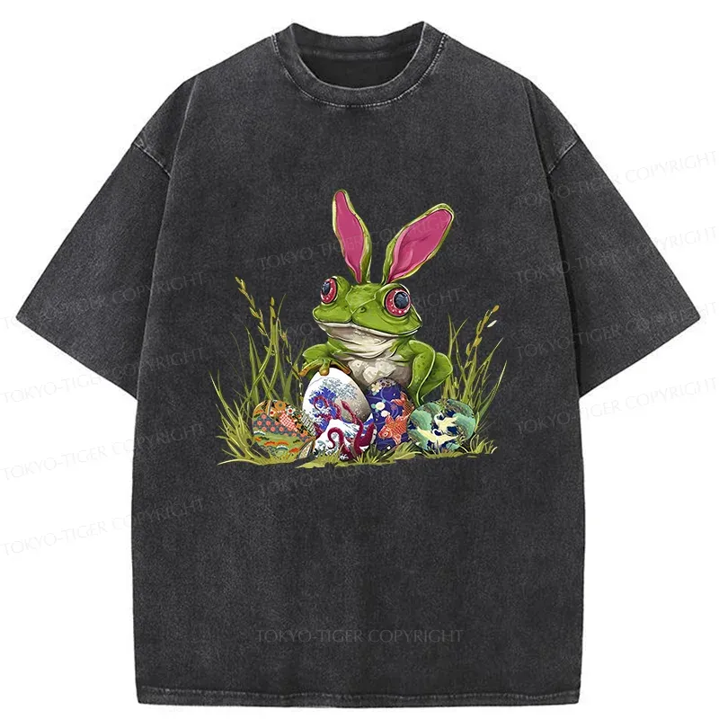 Tokyo-Tiger Easter Frog Funny Washed T-Shirt