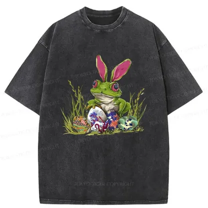 Tokyo-Tiger Easter Frog Funny Washed T-Shirt