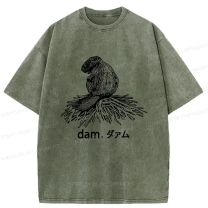 Tokyo-Tiger Otter Builds Dam Washed T-Shirt