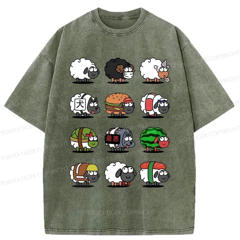 Tokyo-Tiger Various Kinds Of Sheep Washed T-Shirt