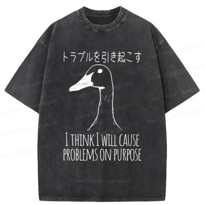 Tokyo-Tiger Silly Goose Funny Washed T-Shirt