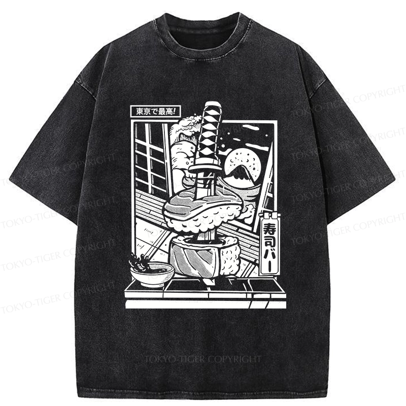 Tokyo-Tiger Best Sushi Bar In Tokyo Washed T-Shirt