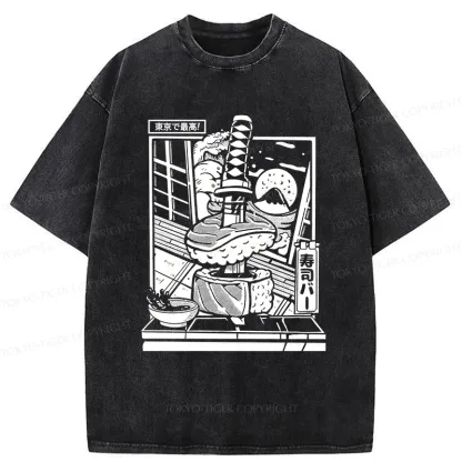 Tokyo-Tiger Best Sushi Bar In Tokyo Washed T-Shirt