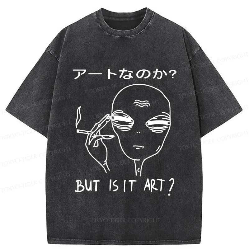 Tokyo-Tiger Alien Irony Funny Washed T-Shirt