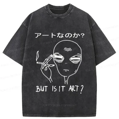 Tokyo-Tiger Alien Irony Funny Washed T-Shirt
