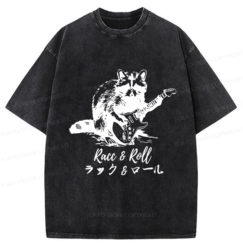 Tokyo-Tiger Funny Racc & Roll Washed T-Shirt