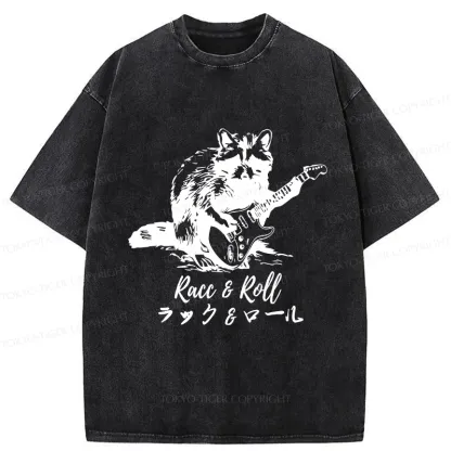 Tokyo-Tiger Funny Racc & Roll Washed T-Shirt