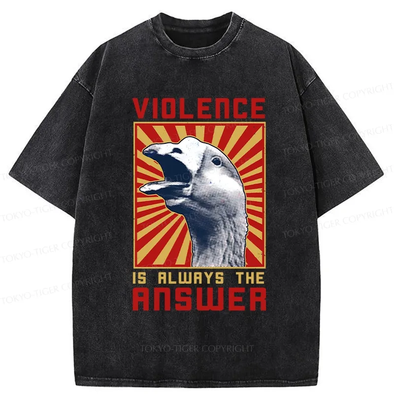 Tokyo-Tiger Violence Is Always The Answer Washed T-Shirt Sale
