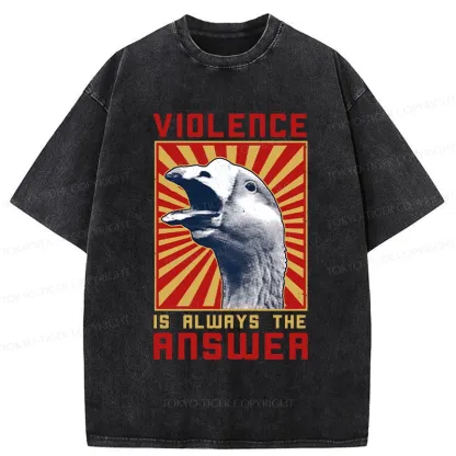 Tokyo-Tiger Violence Is Always The Answer Washed T-Shirt