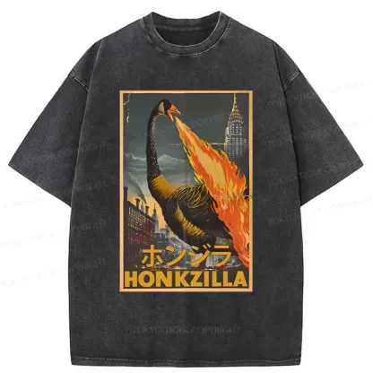 Tokyo-Tiger Funny Honkzilla Washed T-Shirt