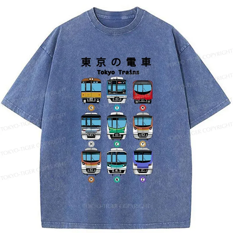 Tokyo-Tiger Tokyo Train Japan Washed T-Shirt