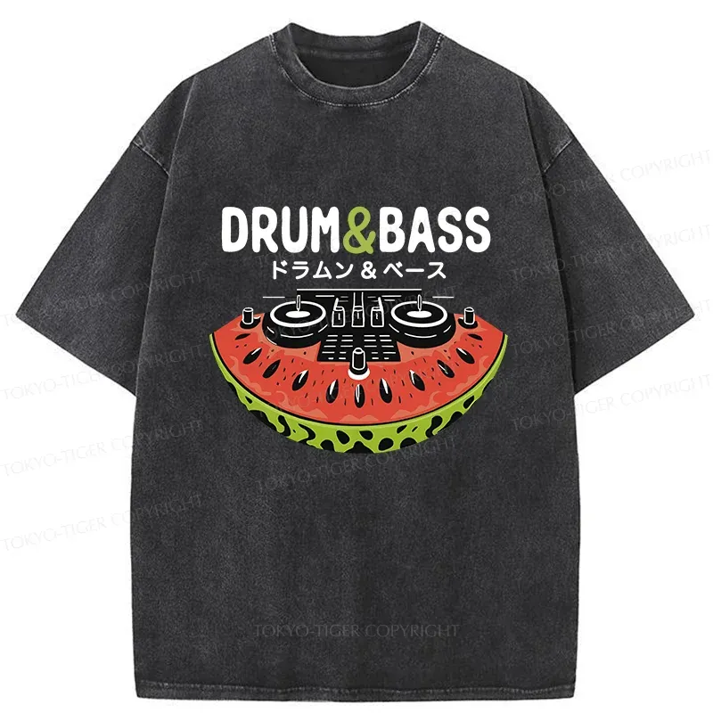 Tokyo-Tiger Watermelon Drum & Bass Washed T-Shirt