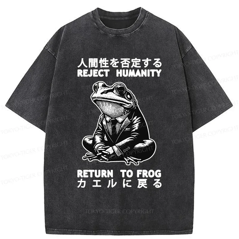 Tokyo-Tiger Reject Humanity Work Frog Washed T-Shirt