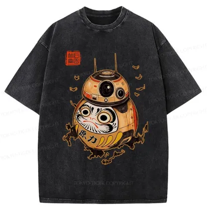 Tokyo-Tiger Daruma Robot Washed T-Shirt