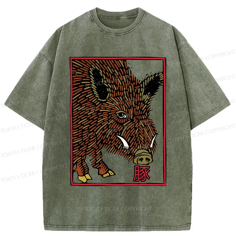 Tokyo-Tiger Heartbeat Rhythm Washed T-Shirt Sale