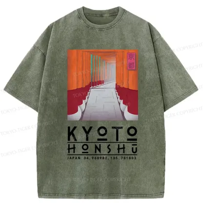 Tokyo-Tiger Kyoto Attractions Washed T-Shirt