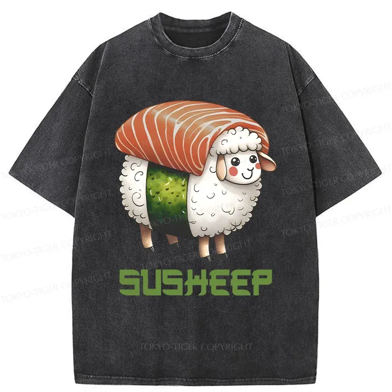 Tokyo-Tiger Susheep Funny Washed T-Shirt