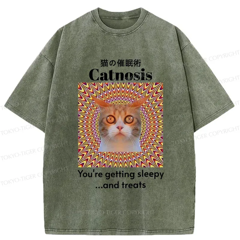 Tokyo-Tiger Hypnotist Cat Washed T-Shirt