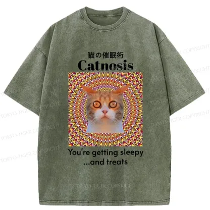 Tokyo-Tiger Hypnotist Cat Washed T-Shirt