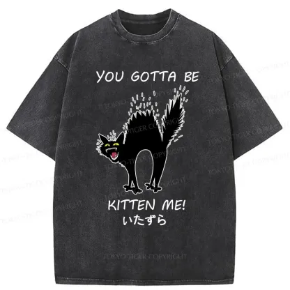 Tokyo-Tiger Cat Being Teased Washed T-Shirt