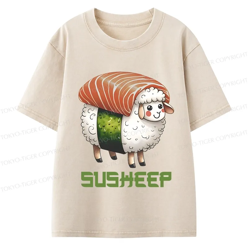 Tokyo-Tiger Susheep Funny Kids Washed T-Shirt
