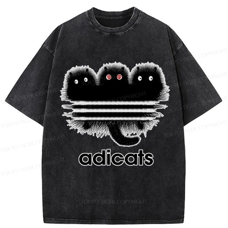 Tokyo-Tiger Funny Adicats Washed T-Shirt