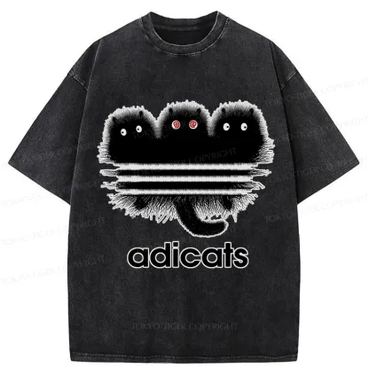 Tokyo-Tiger Funny Adicats Washed T-Shirt