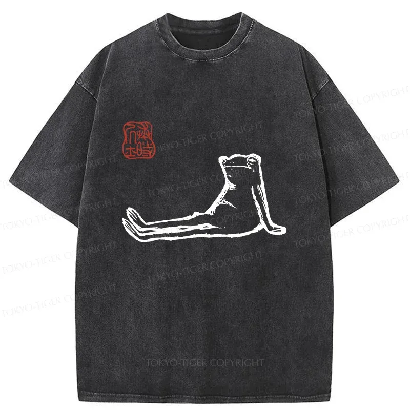 Tokyo-Tiger Resting Frog Washed T-Shirt