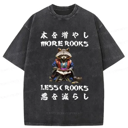Tokyo-Tiger More Books Less Crooks Washed T-Shirt