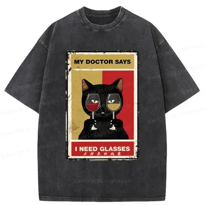 Tokyo-Tiger Cats Need Glasses Washed T-Shirt