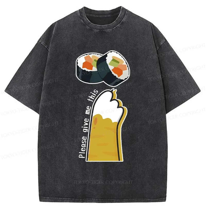 Tokyo-Tiger Please Give Me Sushi Washed T-Shirt