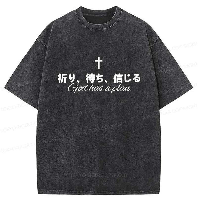 Tokyo-Tiger God Has A Plan Washed T-Shirt