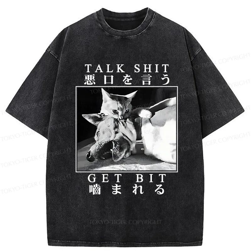 Tokyo-Tiger Talk Shit Get Bit Washed T-Shirt