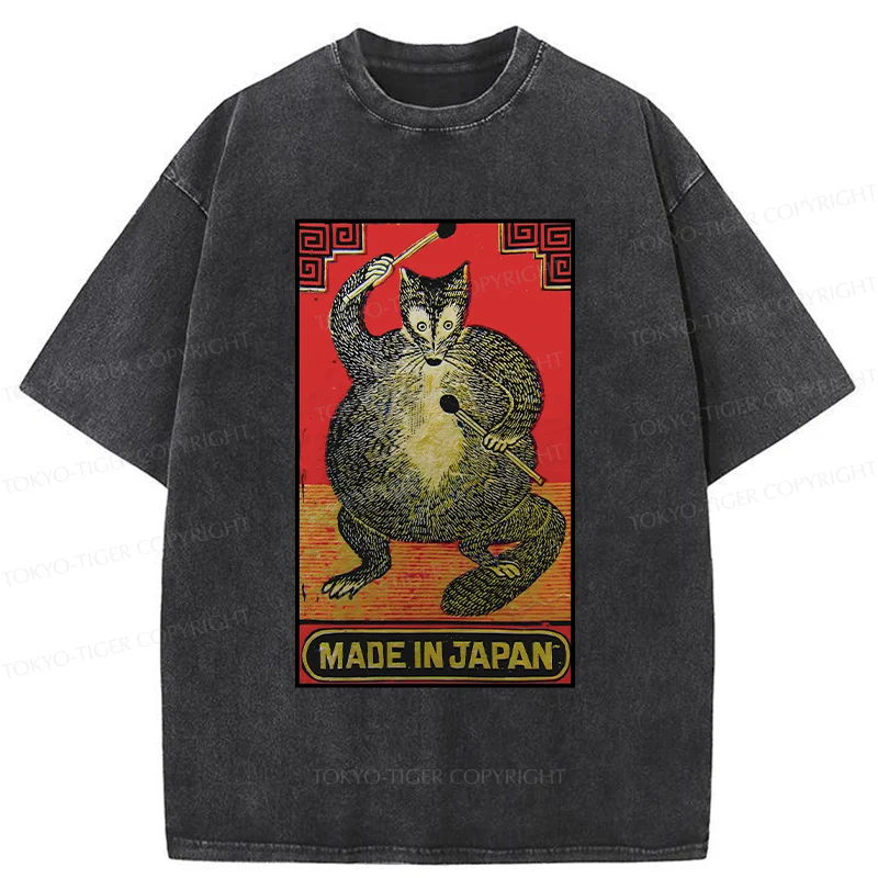 Tokyo-Tiger Retro Fat Fox Washed T-Shirt