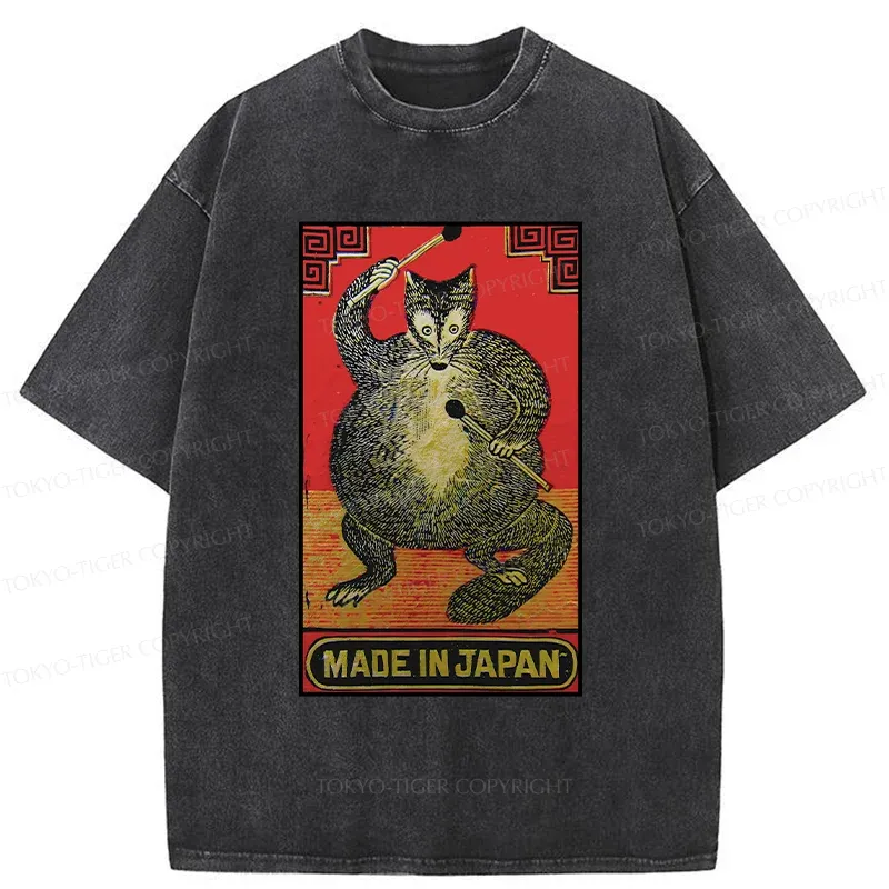 Tokyo-Tiger Retro Fat Fox Washed T-Shirt